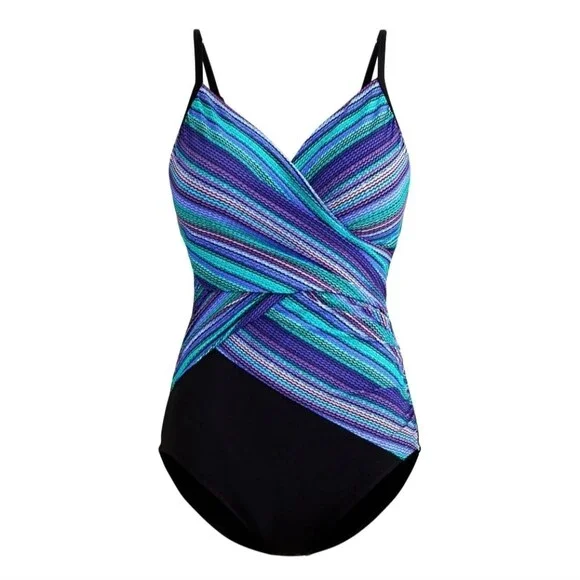 Embrace Your Curves Miracle Brands Women's L (12-14) Makenna 1pc Swimsuit NWT - Picture 2 of 7